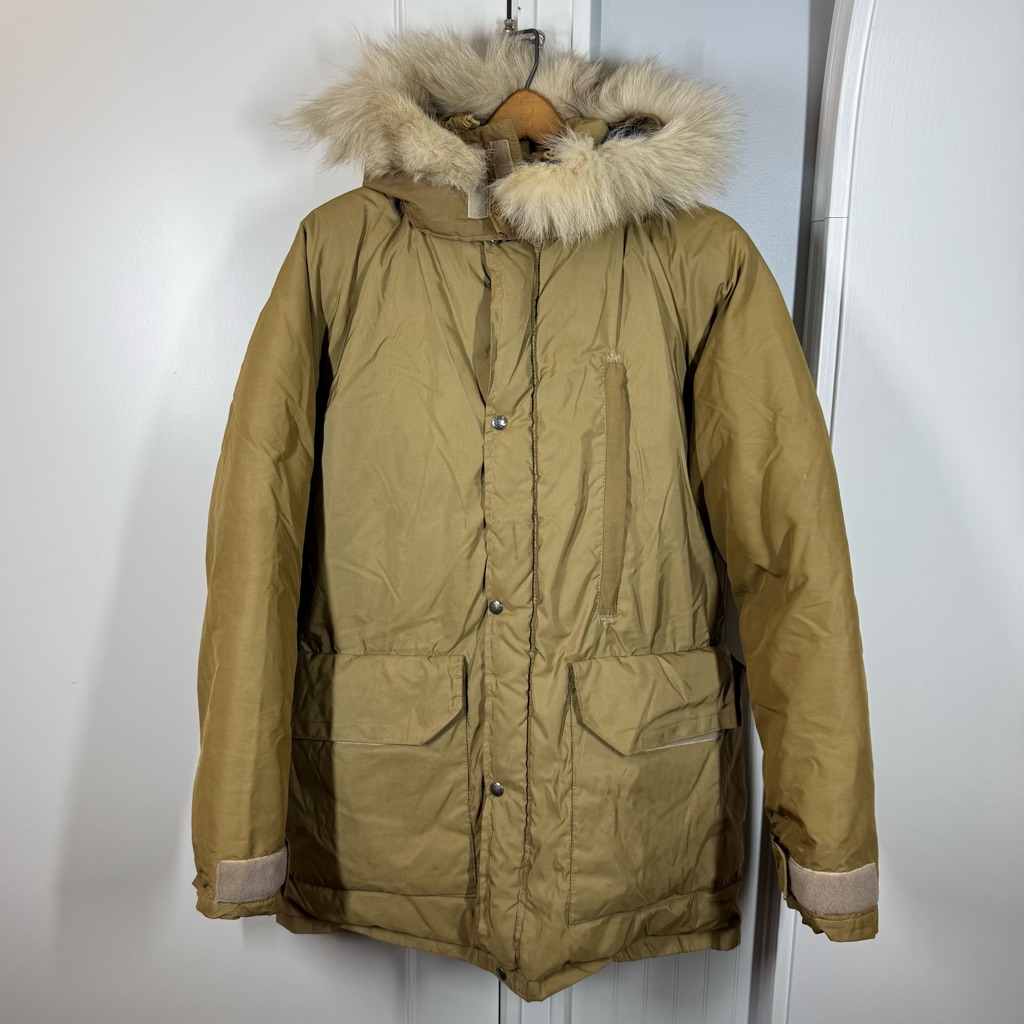 Vintage The North Face Brown Tag Down Filled Puffer Coat Jacket Khaki 80’s Large